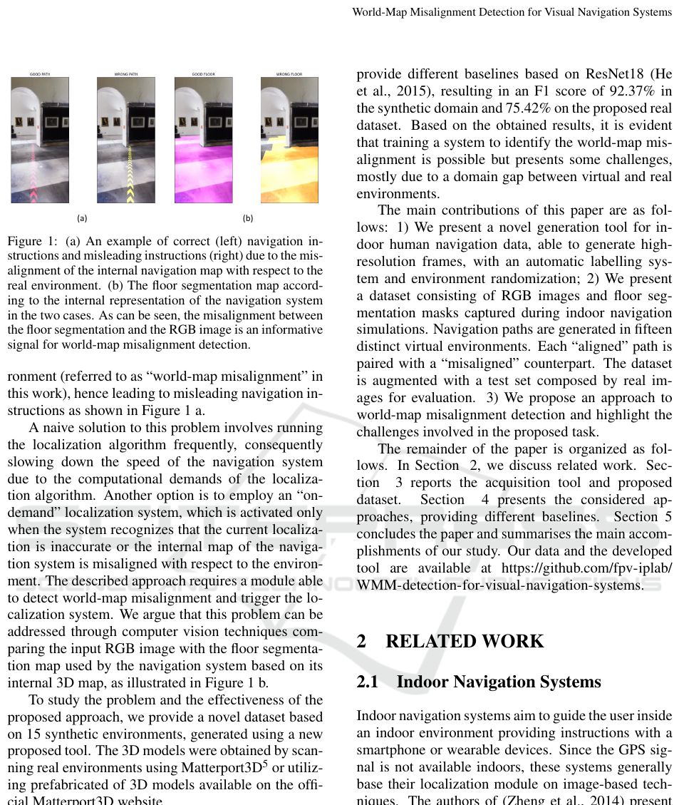 World-map misalignment detection for visual navigation systems