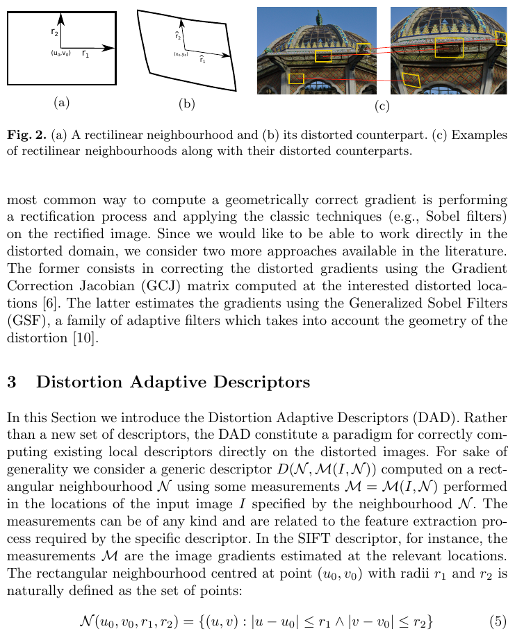 Distortion Adaptive Descriptors: Extending Gradient-Based Descriptors to Wide Angle Images