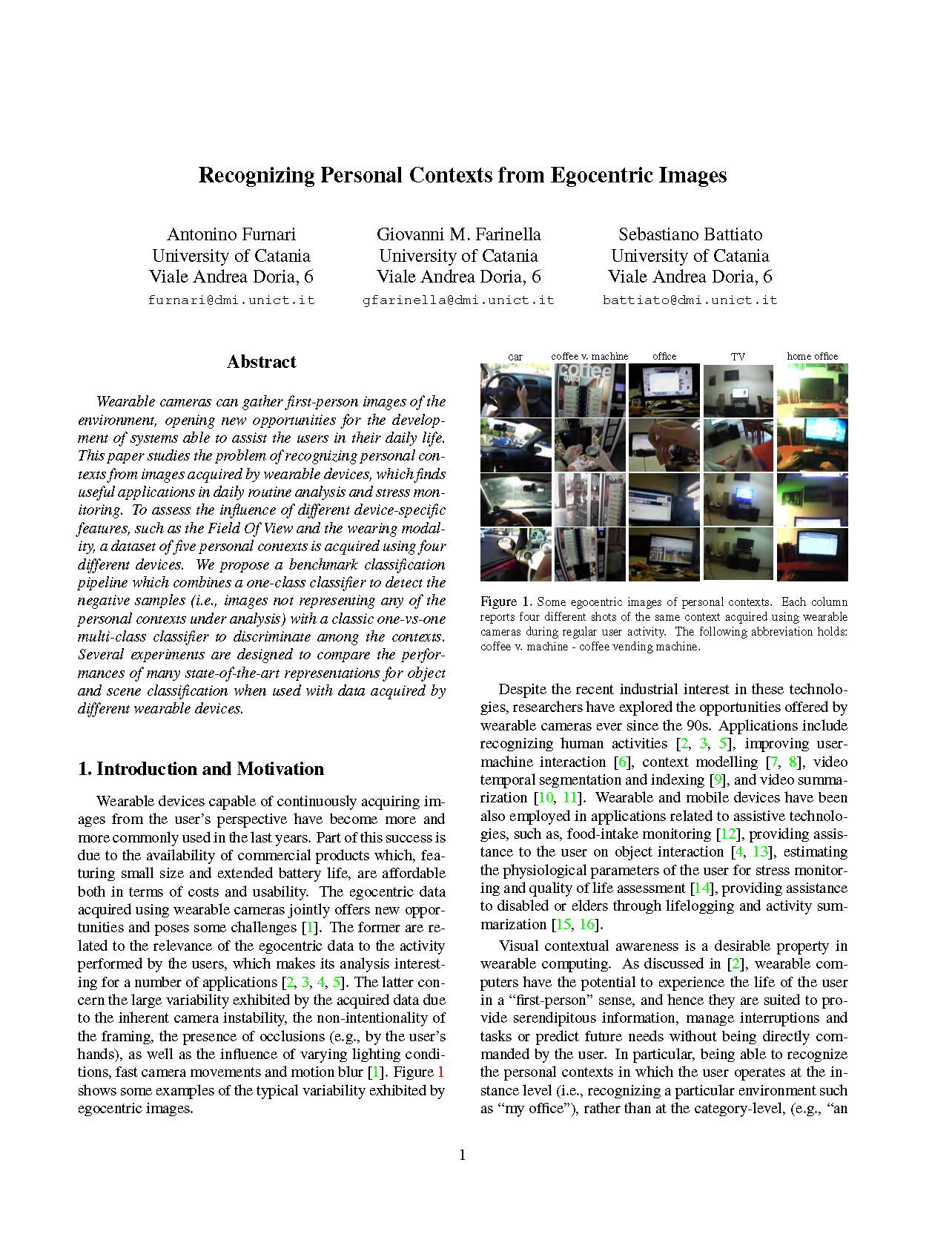 Recognizing Personal Contexts from Egocentric Images